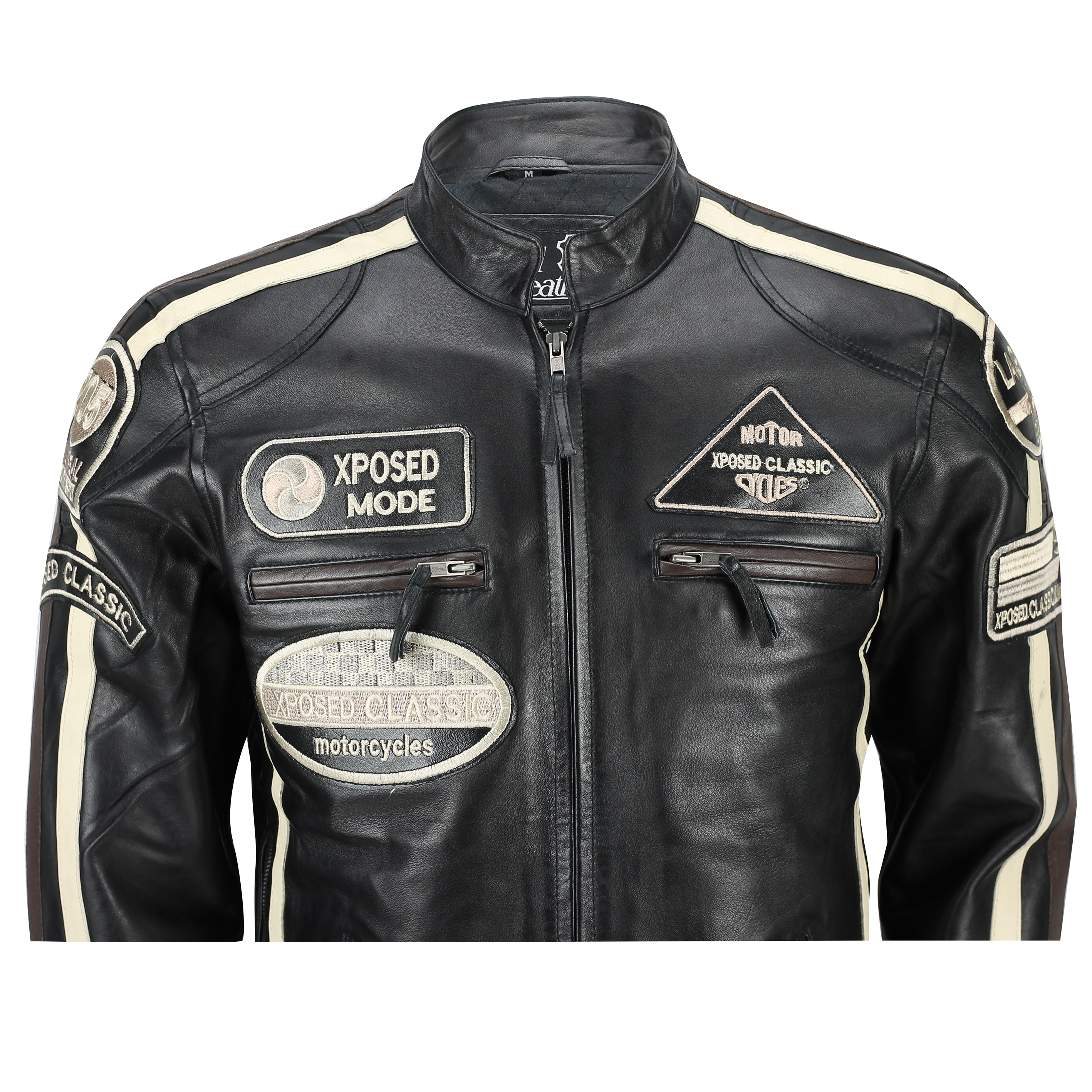 Herren Echtes Weiches Leder versehen Racing Biker Jacke Vintage 